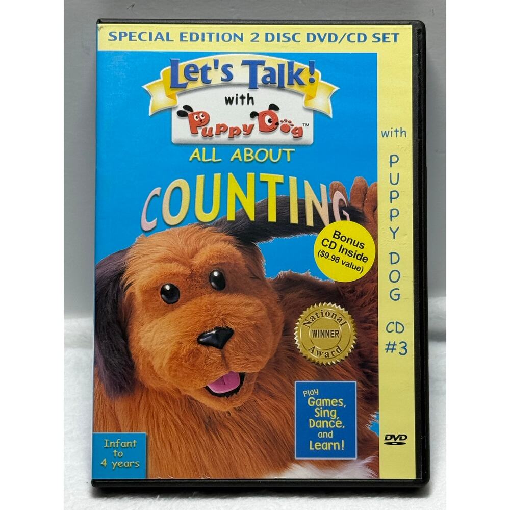 Let’s Talk with Puppy Dog All About Counting DVD & CD Set - Kids Learning - HTF